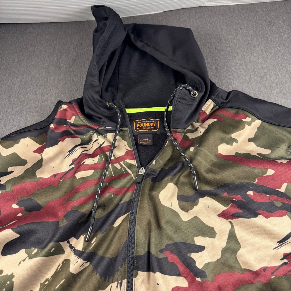 The Foundry Supply Co Mens 3XLT Camo Full Zip Hoodie Performance Fleece Jacket